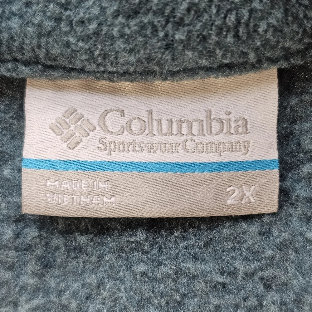 Columbia Zipper Fleece Jacket Blue Green Women's Size 2X‎
